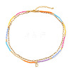Colorful Glass Seed Beaded Initial Pendant Double Layer Necklaces QS3881-4-2