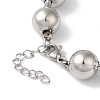 Non-Tarnish 304 Stainless Steel Beads Ball Chain Bracelets for Women BJEW-B092-01C-P-3