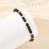 4Pcs 4 Styles Natural Mixed Stone Faceted Cube and Round Natural Lava Rock Beaded Stretch Bracelets for Women BJEW-JB14250-02-3
