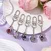 Stainless Steel Macrame Chain Pouch Round Natural Lapis Lazuli & Amethyst & Green Aventurine & Carnelian & Rose Quartz Holder Pendant Decorations HJEW-JM02047-2