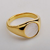 304 Stainless Steel with Natural Shell Finger Rings WGA15AE-01-5