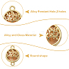 40Pcs 8 Colors Glass Flat Round with Tree of Life Links Connector Charms GLAA-YW0005-51-2