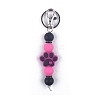 Round & Dog Paw Print Silicone Beaded Keychain PW-WG52716-07-1