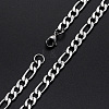 Men's 304 Stainless Steel Figaro Chain Necklaces NJEW-T012-02-51-S-1