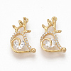 Brass Micro Pave Clear Cubic Zirconia Pendants ZIRC-Q021-006G-NF-1