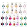 78Pcs 13 Colors Transparent Spray Painting Crackle Glass Charms PALLOY-TAC0088-11