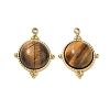 304 Stainless Steel & Natural Tiger Eye Pendants SA-CBA11D7-05G-1