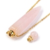 Natural Rose Quartz Bullet Shaped Perfume Bottle Pendant Necklaces G-B089-02G-02-4