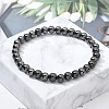 Brass Round Beaded Stretch Bracelets for Men Women BJEW-G736-01-1