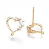 Brass Cubic Zirconia Stud Earring Findings X-KK-S350-001G-2