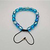 Adjustable Electroplated Faceted Cube Glass Braided Beaded Bracelets for Women Men DM4334-11-1