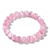 Dyed Natural Selenite Round Beaded Stretch Bracelet for Women BJEW-G697-02B-3