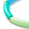 Curved Tube Opaque Acrylic Beads Stretch Bracelet for Teen Girl Women BJEW-JB06940-02-5