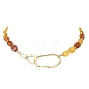 Natural Amber Nuggets Beaded Necklaces with Brass Clasps NJEW-JN06309-4