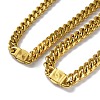 304 Stainless Steel Diamond Cut Cuban Link Chain Necklace with Cubic Zirconia Clasps NJEW-P288-10P-4