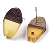 Transparent Resin & Walnut Wood Stud Earring Findings MAK-N032-010A-A02-3