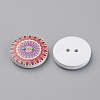 2-Hole Printed Wooden Buttons WOOD-S037-016-2