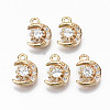 Brass Micro Pave Cubic Zirconia Charms KK-S359-029-RS-1