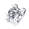 Anti-Tarnish Rhodium Plated 925 Sterling Silver Pave Crystal Moissanite Rhinestone Oval Pendant STER-U003-07P-3
