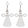 Glass Seed Beads Angle Dangle Earrings EJEW-MZ00288-01-1