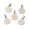 304 Stainless Steel Flat Round Pendants STAS-D034-01-4