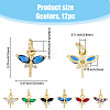 DICOSMETIC 12PCS 6Colors Brass Micro Pave Cubic Zirconia Charms KK-DC0003-73-2