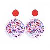 (Jewelry Parties Factory Sale)Dyed Printed Fashion Lady Wooden Dangle Stud Earrings EJEW-JE03221-08-1