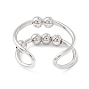 Brass Rotating Beaded Double Line Open Cuff Ring LS-RJEW-H102-05P-3