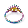 Ion Plating(IP) 201 Stainless Steel Evil Eye Adjustable Ring for Women RJEW-K238-13M-2