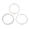 3Pcs Natural Howlite & Selenite & Quartz Crystal Round Beads Stretch Bracelets for Women BJEW-JB13058-3