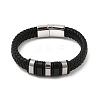 Ion Plating(IP) Braided Leather Cord Bracelets for Men BJEW-Z081-11P-01-4