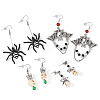 Hallowmas Alloy Enamel & Synthetic Turquoise Dangle & Stud Earring Sets EJEW-TA00709-2