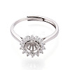 Rhodium Plated 925 Sterling Silver Micro Pave Cubic Zirconia Engagement Solitaire Ring Settings STER-T008-18P-2