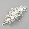 Bridal Flower Pearl Rhinestone Alloy Hair Combs MRMJ-WH0077-061S-1