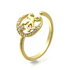 Brass Micro Pave Clear Cubic Zirconia Cuff Rings for Women RJEW-S399-12G-4