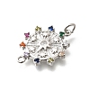 Brass Colorful Cubic Zirconia Sun Connector Charms KK-M318-13P-2