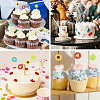 Wood with Paper Cake Toppers AJEW-TAC0035-11A-7