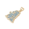 Brass Micro Pave Cubic Zirconia Pendants KK-E111-45F-G-2