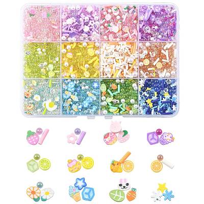144G 12 Colors Handmade Polymer Clay Cabochons and Plastic Beads for DIY Jewelry Making Findings CLAY-FS0001-47-1
