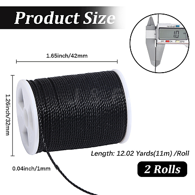 2 Rolls Round Waxed Polyester Cord YC-PA0001-01C-1