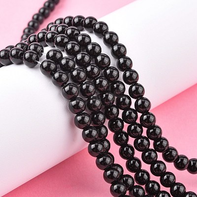 Synthetic Black Stone Beads Strands X-GSR6mmC044-1