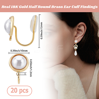 10Pcs Half Round Brass Ear Cuff Findings KK-BBC0022-47-1
