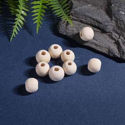Natural Unfinished Wood Beads WOOD-R196-12mm-LF-1