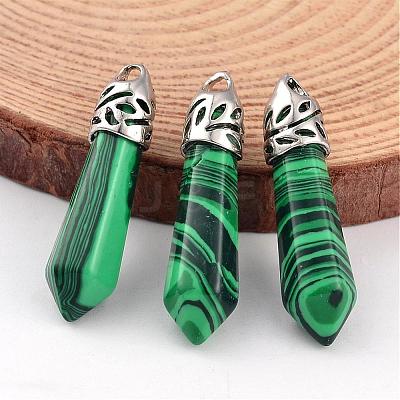 Bullet Malachite Pointed Pendants G-E332-C19-1