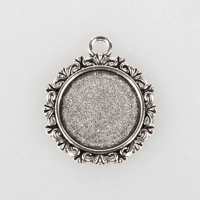 Tibetan Style Alloy Pendant Cabochon Settings TIBEP-N003-49AS-1