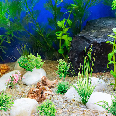9Pcs 9 Styles Plastic Artificial Aquarium Plants DJEW-DR0001-10-1