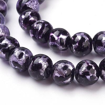 Handmade Silver Foil Lampwork Beads Strands FOIL-L016-A01-1