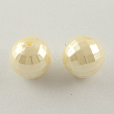 ABS Plastic Imitation Pearl Faceted Round Beads MACR-S251-M-1
