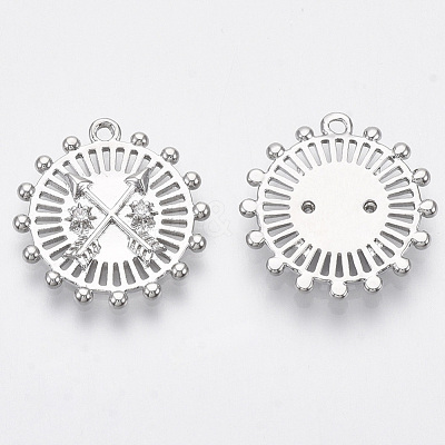 Brass Micro Pave Cubic Zirconia Pendants KK-R130-002-NF-1