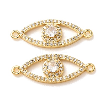 Brass Micro Pave Clear Cubic Zirconia Connector Charms CU-CBA4579-03G-F-1